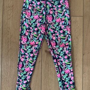 Lilly Pulitzer Pink and Green Floral Kids Leggings
